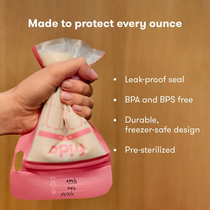 Breastmilk Storage Bags, 50ct Split Stash Freeze & Thaw Milk Bag