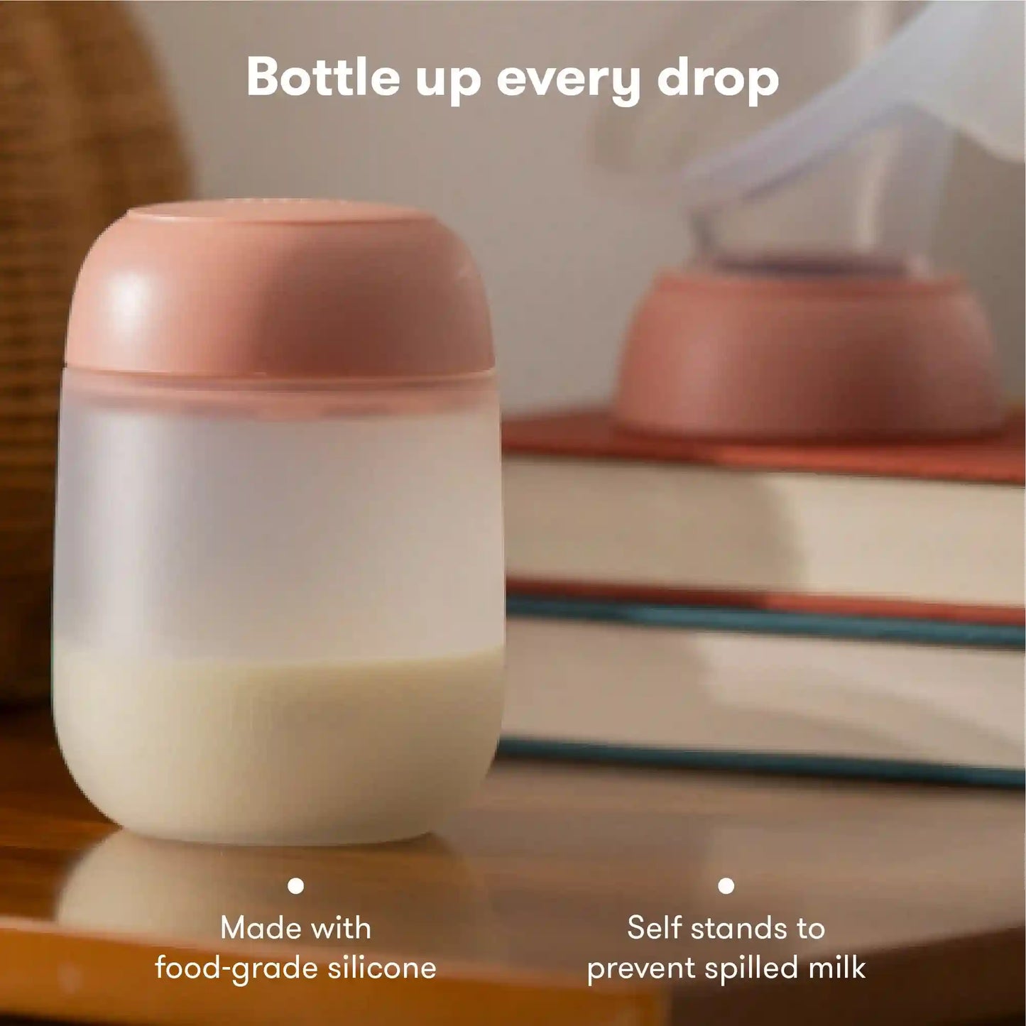 2-in-1 Manual Breast Pump Silicone Bottle + Replacement Lid